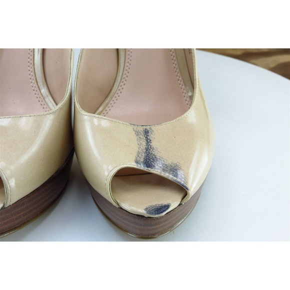 Enzo‎ Angiolini Women Sz 8.5 M Beige Platform Patent Leather Shoes Starlite - Picture 4 of 8